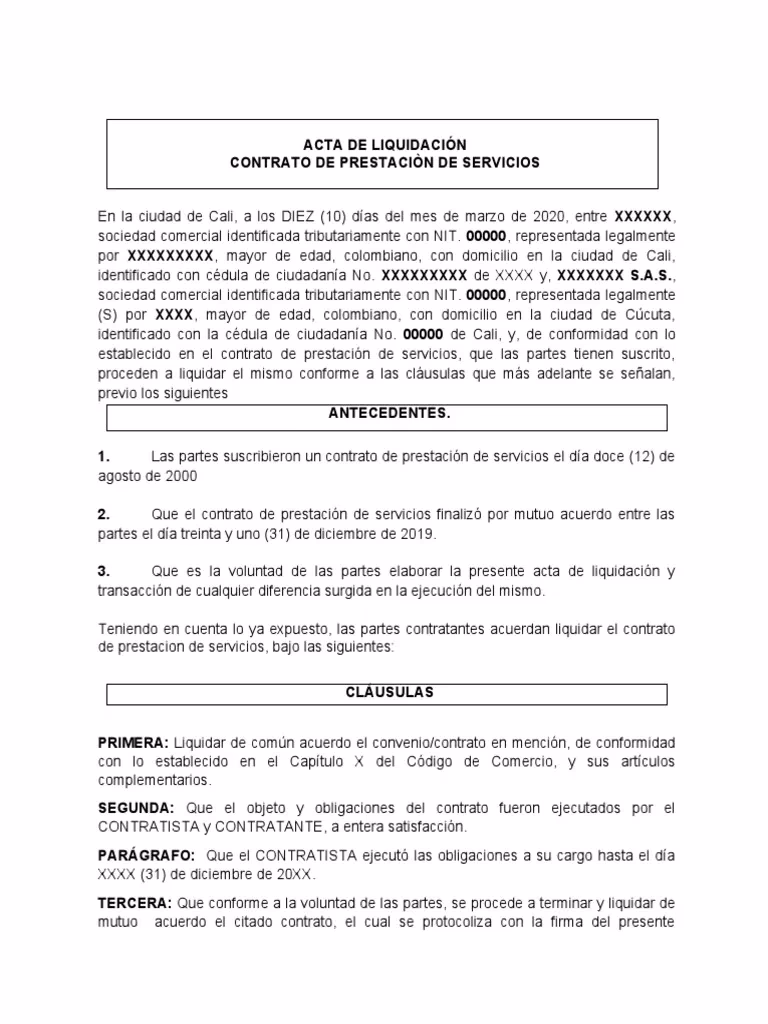 ¿Quién firma el certificado de la Acta de liquidación?